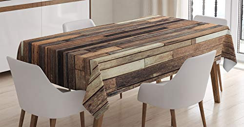 ABAKUHAUS Rustik Tischdecke, Old Boden Rustikaler Stil, Schmutzabweisend Pflegeleicht Waschbar Druck Mit Klaren Farben ohne Verblassen, 140 x 170 cm, Braun