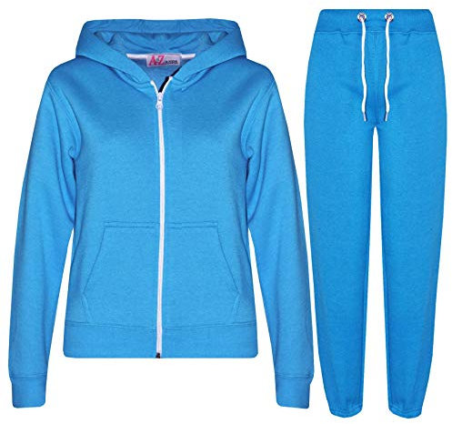 A2Z 4 Kids Plain Tracksuit Hoodie with Joggers Jogging Suit - Plain Tracksuit Blue 5-6