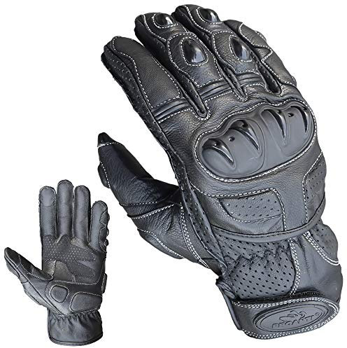 PROANTI Motorradhandschuhe Leder kurz Motorrad Handschuhe mit Touchscreen Funktion - L