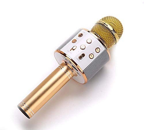 JIA JIA Microphone for Kids, Portable Handheld Wireless Bluetooth Karaoke Microphone Machine Suitable for Indoor&Outdoor Use - Best Gifts,gold