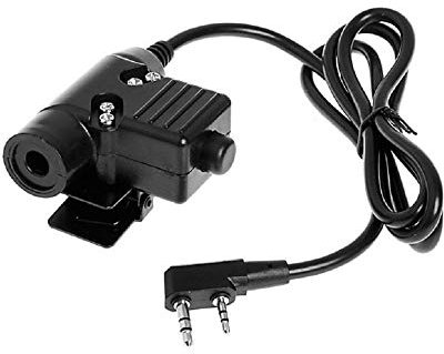 AngelReally U94 PTT Adaptateur militaire mobile 2 broches 7,0 mm Prise Push to Talk pour radio Kenwood/Baofeng