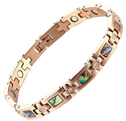 MagEnergy Magnetic Bracelets for Women, Titanium Steel Bracelets, 8.5'' Adjustable Bracelet Free Link Removal Tool (Silver)