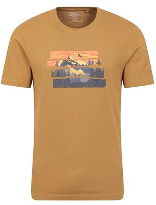 Mountain Warehouse Mountain Explorer Mens Tee - 100% Cotton Casual T-Shirt, Lightweight, Breathable - Best for Autumn, Winter, Hiking, Camping & Outdoors Beige S