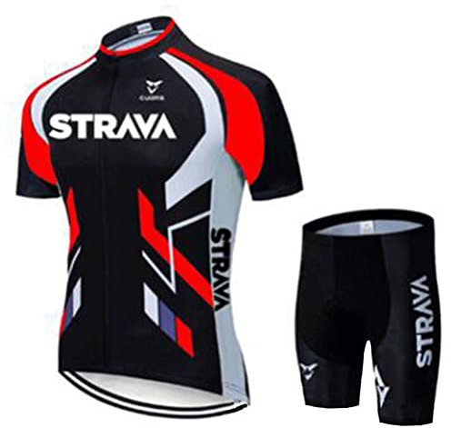 Tomwell Radtrikot Set,Fahrradtrikot Herren,Fahrradtrikot Kurzarm + Radhose,Fahrradbekleidung Set Herren Radtrikot Set Riemenshorts K Rot 4XL