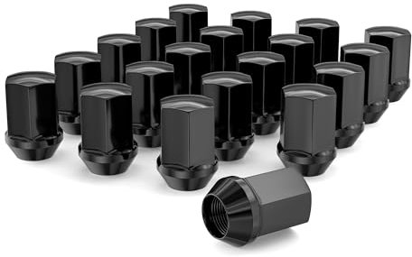 Radmuttern, 14 x 1,5 Teilung, 3,8 cm Höhe, OEM-Fabrikstil, Eichelsitz-Radmuttern, schwarzes Finish, 2,2 cm Sechskant, 60 Grad konischer Sitz, 20 Stück