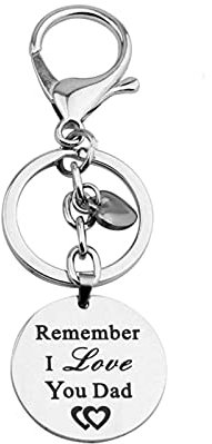 Ayoiow Matching Keychain Friends, Engraved Remember I Love You dad Mens Keychain Cool Father's Day Birthday Gifts Silver