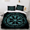 Viking Bettwäsche 135x200cm 3D Drucken Rune Kompass Skandinavien Bettbezug Set Weich Microfaser Bettbezug Mit Reißverschluss für Kinder Jungen Mädchen Erwachsener 3 Teilig Hypoallergen Bettwaren
