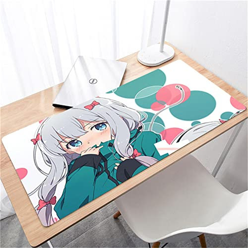 Großes Gaming-Mauspad-Pad700x300x5mm Mit weicher Naturkautschuknaht, geeignet für Spieltischuntersetzer im Büro Black Pink Girl