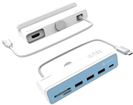 Adam Elements CASA HUB i7 USB-C 7-in-1 Multi-Funktions-Hub für iMac 24”, weiß mit 7 Farbstickern