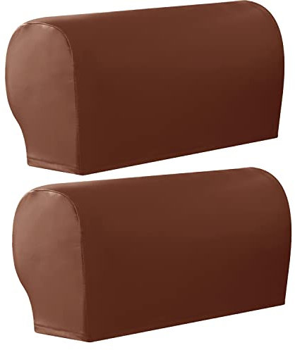 GUYIRT Armlehnenschoner, PU-Leder-Stretch Sofa Armkappen Wasserdichter Anti-Rutsch Möbel Protector Couch Stretchy Praktische Protektoren, 2er-Set-Orange