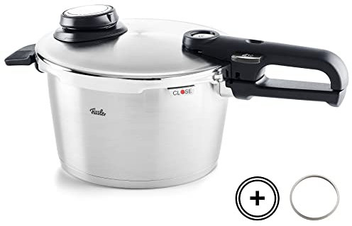 Fissler Vitavit Premium / Schnellkochtopf (4,5 L, 22 cm) Edelstahl-Dampfkochtopf,4-Garstufen, inkl. Einsatz - Induktion + Gratis Ersatz-Dichtungsring ( 22 cm)