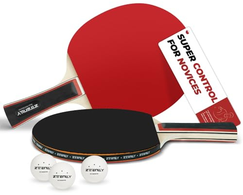 ZTTENLLY Ping Pong Paddel 2er oder 4er Set mit Bällen & Aufbewahrungskoffer | Bessere Kontrolle | Sticky Inverted Rubber | Tischtennispaddel Set für Indoor & Outdoor Spiele