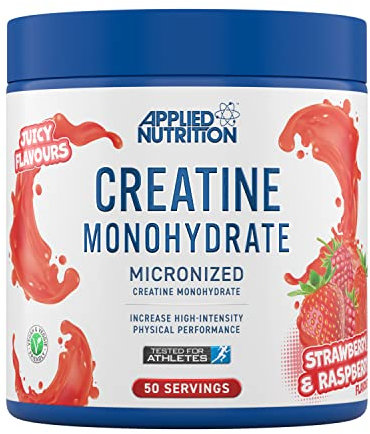 Applied Nutrition Creatine Flavoured - Creatine Monohydrate Micronized Powder with Flavour, Increases High-Intensity Physical Performance (250g - 50 Servings) (Strawberry & Raspberry)