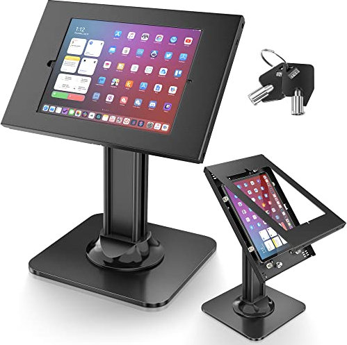 AboveTEK Soporte Antirrobo para iPad - Soporte de Seguridad POS para iPad y Soporte para Tableta con Bloqueo - Base Resistente, Rotación de 360°, Negocio Minorista para iPad/iPad Air/iPad Pro(Negro)