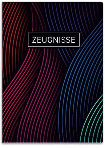 itenga Zeugnismappemit Motiv DIN A4 Dokumentenmappe Zeugnisse - für Kinder Jugendliche Schüler Mädchen (wellige Linien)