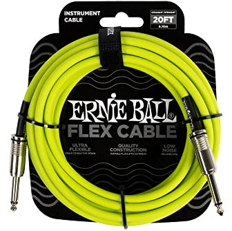 Ernie Ball Flex Cavo per strumenti, dritto / dritto, 6.1m, colore verde
