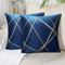 50x50 cm Samt Kissenbezüge Navy blau 2er Set Flansch Kissenhülle Dekorative Sofakissen Bronzieren Geometrische Linien Dekokissen Kissenbezüge Zierkissenbezug für Sofa Wohnzimmer Schlafzimmer
