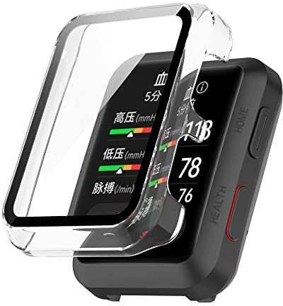 Alenbowen Estuche Compatible con Huawei Watch D PC Cover con protección de Vidrio Templado, protección Completa Ultrafina Protector Cover-Transparente +Transparente 【2 Piezas】