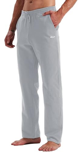 WILLIT Jogginghose Herren Baumwolle Trainingshose Sporthose Lang Freizeithose Fitness Yogahose Sweathose Lounge Pants Loose Männer mit Taschen Steingrau M