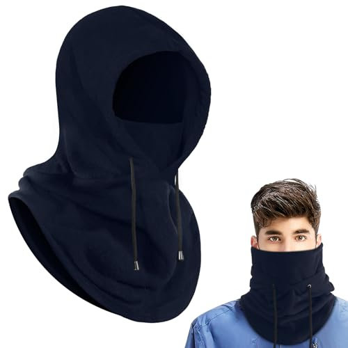 AURUZA Balaclava Windproof Ski Mask Winter Face Mask Cold Weather Fleece Neck Warmer Scarf for Women and Men Hat Cap (Navy Blue)