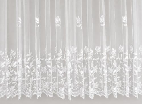 Clever-Kauf-24 Fertiggardine Edel Jacquard Universalband versch. Größen Vorhang Gardine weiß 300x175cm