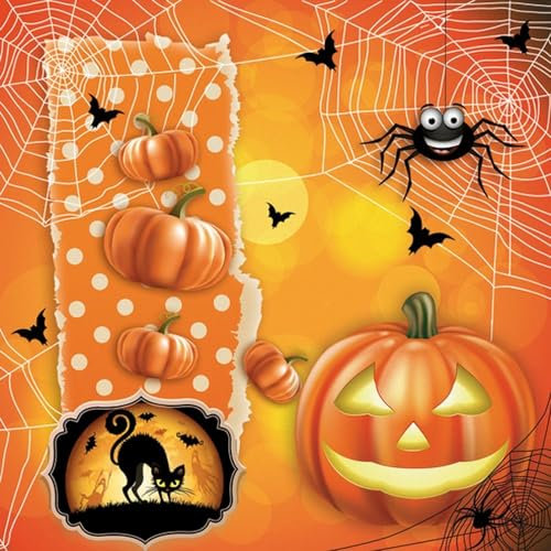 Lot de 20 serviettes de table en papier avec motif automne et Halloween 33 x 33 cm