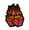 Würfel Flammen Rockabilly Aufnäher zum aufbügeln oder aufnähen Bügelbild Aufbügler für Kleidung gestickter Bügelpatch Applikation Patch Größe 7,0 x 9,0 cm