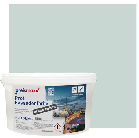 Preismaxx Profi Fassadenfarbe urban colors, bunte Außenfarbe, grün, seegrün, lake green 10L, matte, wasserabweisende Aussen-Dispersion, hohe Wasserdampfdurchlässigkeit