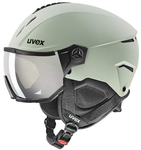 uvex Instinct Visor - robuster Skihelm für Damen und Herren - mit Visier - optimierte Belüftung - Oxid Green matt - 53-56 cm
