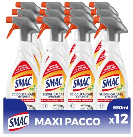 Smac Scioglicalcare Profumato, Detergente Spray, 650 ml x 12 Pz | Pulisce a fondo lo sporco più ostinato, elimina e previene il calcare per uno splendore imbattibile