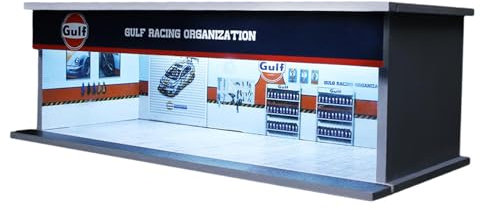 Fenteer Vitrine für Modellautos aus Druckguss, Simulation eines Parkplatz-Vitrine im Maßstab 1:64 mit Lichtern für Sammlergeschenke, Golföl