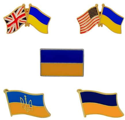 Spilla da bavero con bandiera americana Ucraina Ucraina Spilla da bavero con bandiera USA e mondo incrociata bandiera dell'amicizia smaltata spilla da bavero spilla doppia bandiera americana