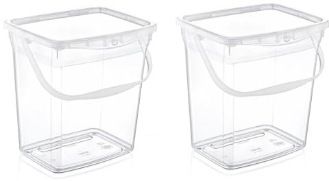 SIDSONS Pack Of 2 10 Litre Clear Plastic Container Detergent Washing Powder Storage Box Pantry Box Laundry Supplies To Kitchen Essentials Storage Solution With Handle & Lid Food Grade BPA Free