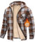 heekpek Fleecejacke Herren Hemdjacke Karierte Winter Kapuzenpullover Herren mit Reißverschluss Warme Kapuzenjacke Fleecefutter Hoodie Winterjacke Gefütterte Sweatjacke, Braun, L