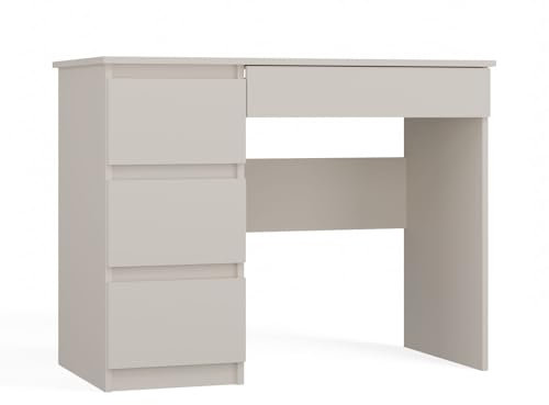 CDF Schreibtisch Mijas Links | Farbe: Kaschmir (beige) / Blau | 4 Schubladen | Ideal für Büro, Arbeitszimmer, Kinder- und Jugendzimmer | Funktionaler Schreibtisch für Computer, Laptop