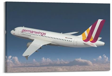 ZZLFLY Flugzeug-Poster, Airbus A320, weißes Flugposter, dekoratives Gemälde, Leinwand, Wandposter und Kunstdruck, moderne Familienschlafzimmer-Dekoration, Poster, 60 x 90 cm