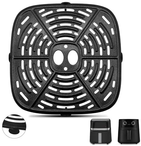 GXF Air fryer Accessories for Tower Vortx 4.2L Starfrit Air Fryer, 20×20 CM Food Grade Air Fryer Grill Pan Grill Plate Crisper Plate Replacement Parts Tray Rack for Holstein Housewares 4.4QT Air Fryer