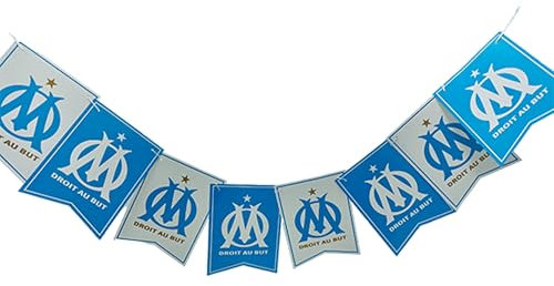 Guirlande drapeaux OM - Collection officielle Olympique de Marseille - Taille 2,7 mètres