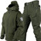 PRMTYUP Taktische Uniformen FüR MäNner, Wasserdichter, Getarnter MilitäRanzug, Taktische Jacke Und Hose FüR MäNner, wasserdichte, MilitäRische Softshell In Camouflage,04,XXL