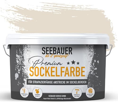 SEEBAUER diy Sockelfarbe Beige 2,5L für Außen (No. 005 Orchid Dream) Rissfüllende Spezialfarbe für Fassade, Sockel und Dach - Geeignet für Putz, Mauerwerk und Beton