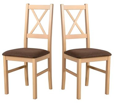 LeafDesign Esszimmerstühle Holz - Esszimmerstuhl 120 kg - Stuhl Buche Massiv - Stühle Esszimmer 2er Set - Holzstuhl - Esstischstühle - Küchenstühle 2er Set - Sonoma