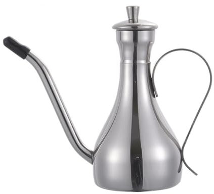 BYWXW Oil Dispenser Flasche Edelstahl Ölflasche mit Ausgießer zum Ausgießen und Träufeln von Olivenöl & Anderen Flüssigkeiten - Leicht zu reinigender Speiseölspender(Size:500ml,Color:Silber)