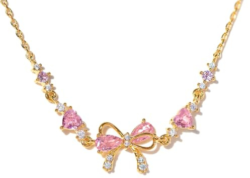 Générique Bracelet en zircon avec nœud – L'amitié est comme un nœud, bracelets d'amitié en zircon rose avec nœud d'amour, bracelet réglable en ruban pour femme (Gold)