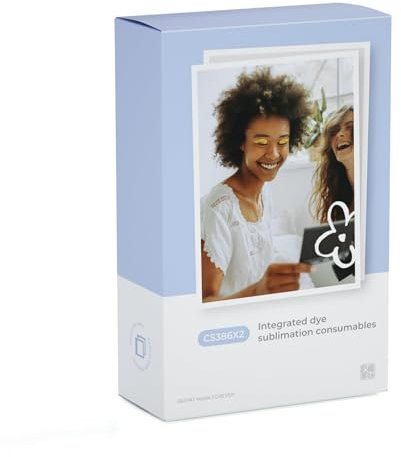 HPRT 2x3 All-in-One Fotopapier und Farbbandkassette zum Nachfüllen mit 20 Blatt Fotopapier, Sublimations-Fotopapier für HPRT CP2100 Mini-Fotodrucker, C5386 Wasserfest Fotoblätter