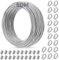 CGBOOM Drahtseil 2mm, 50m Edelstahlseil Ummantelt, 304 Edelstahl mit 20 Stück Kauschen und 20 Stück Crimphülsen für Rankhilfen, Lichteraufhängung, Zaun, Gardinenseil, Duschvorhangseil, Kletterpflanzen