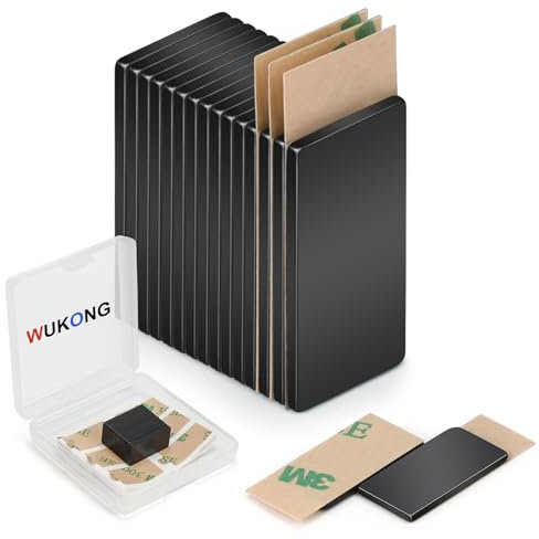Wukong 15 Stück Mini Magnete Starker Halt, 20×10×1mm Neodym Magnete Selbstklebende, Schwarzer Magnet Klein, Klebemagnete für Glasmagnettafel Büro und Informationstafel