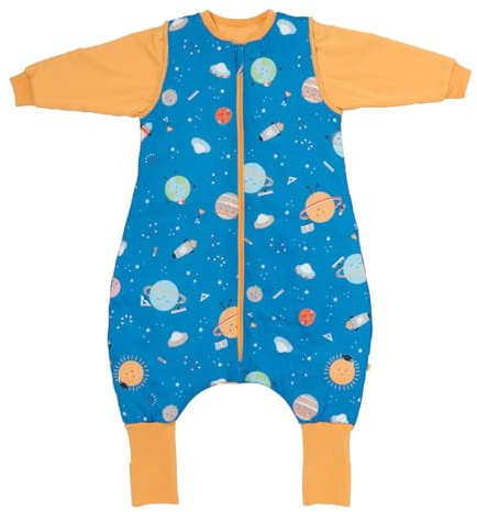 schlummersack Baby Kinder Schlafsack Ganzjahr | mit Füßen, umklappbaren Bündchen und abnehmbaren Ärmeln, gefüttert, Ganzjahresschlafsack, 2.5 Tog
