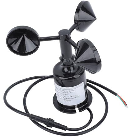 Wind Speed Monitoring Sensor, Three Cup Anemometer Lightweight ABS Material, IP64, DC9-30V, Modbus Protocol, 0.8m Extension, for Greenhouse, Ships