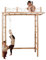 WoodandHearts Schwedische Leiter, Klettergerüst Indoor, Indoor Kletterwand Kinder, Turngeräte in Weiß + natürliche Holzfarbe (Gymnastikringe Naturholz)