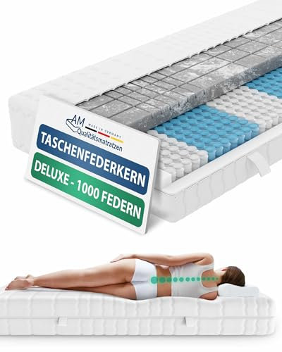 AM Qualitätsmatratzen 3D Deluxe Taschenfederkernmatratze 180x200cm H4 24cm - Made in Germany & Oeko TEX Zertifiziert - Orthopädische Matratze 180x200 H4 mit Lyocell Bezug - 7 Zonen Federkernmatratze